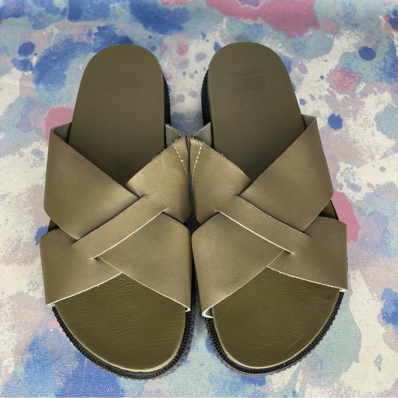 Sorel Roaming Cris Cross Slide Leather Sandals Women’s Size 7.5 - Picture 2 of 6